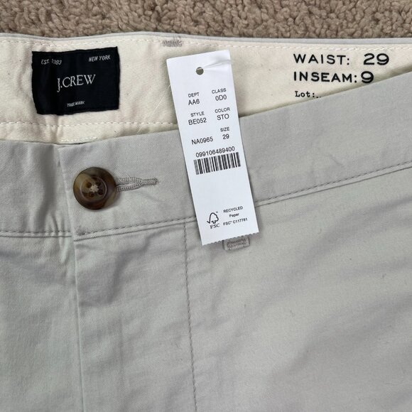 J Crew Shorts Mens 29 Tan NEW 9" Stretch Chino Golf Preppy Casual Resort NWT - Picture 2 of 8